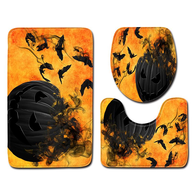 Halloween Badrumsgolvmatta Badrumsmatta Toalett Tre-delat Set
