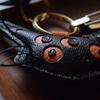 Handmade Leather Black Cat KeyChain Bag Charm