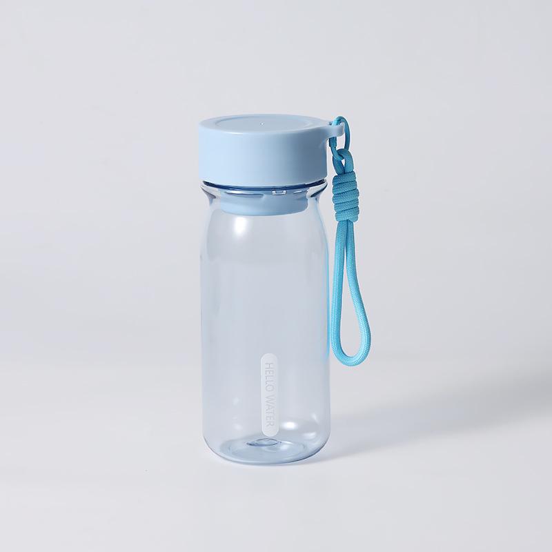 Water bottle simple portable plastic cup, transparent sports water cup with lanyard, student drinking water cup
