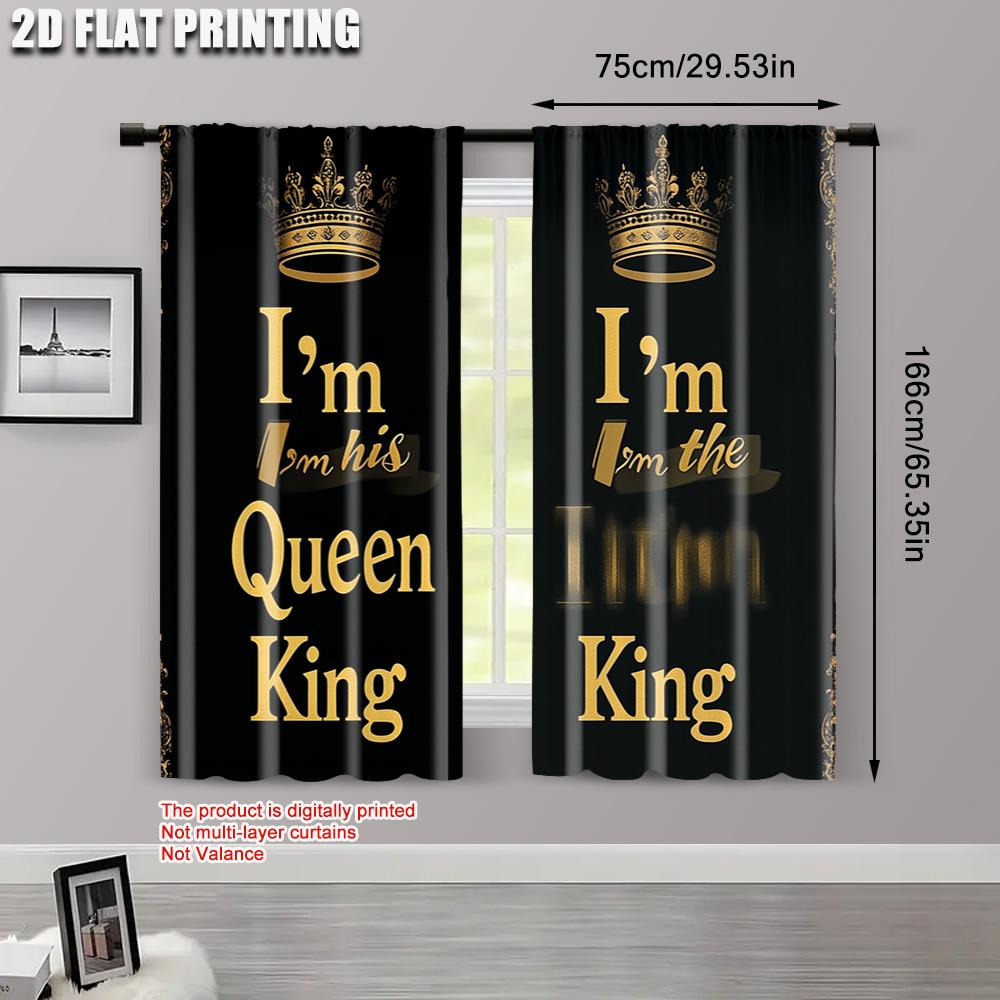 2 st Minimalistiska Gardiner 2D-tryck Kung och Drottning Tryckta 100% Polyester (utan spö) Dekorationer för hemmet Perfekt för sovrummet