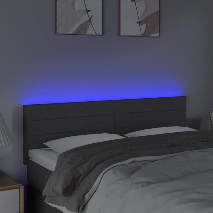 VidaXL LED Headboard Bedroom Furniture Double Bed Accessory Head of Bed Frame Interior Dark Grey 3121751