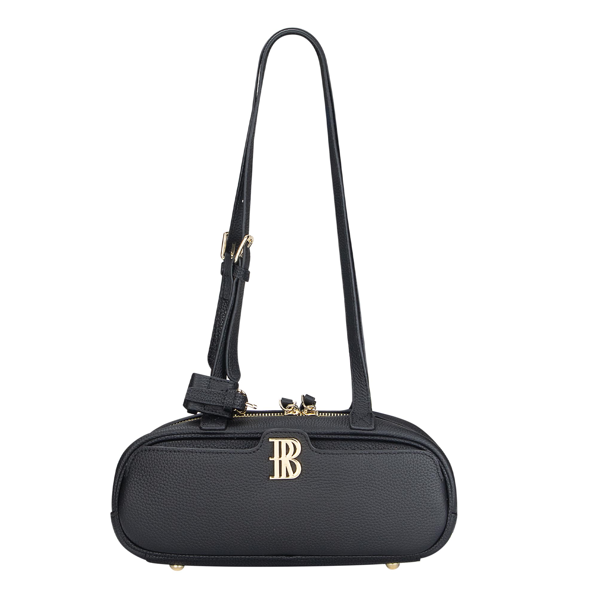 

Royal Bagger Women s Genuine Cowhide Leather Shoulder Handbag with Adjustable Strap, Cylinder Wallet 3249 (Black)