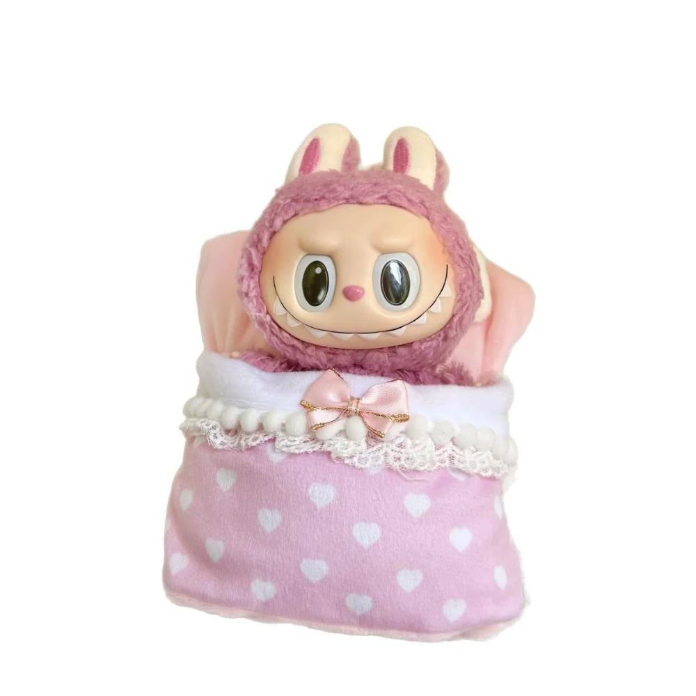 

(without doll) for 17 cm Labubu cute and comfortable baby bed home warm cute baby accessories doll quilt pillow sleeping bag set No Doll