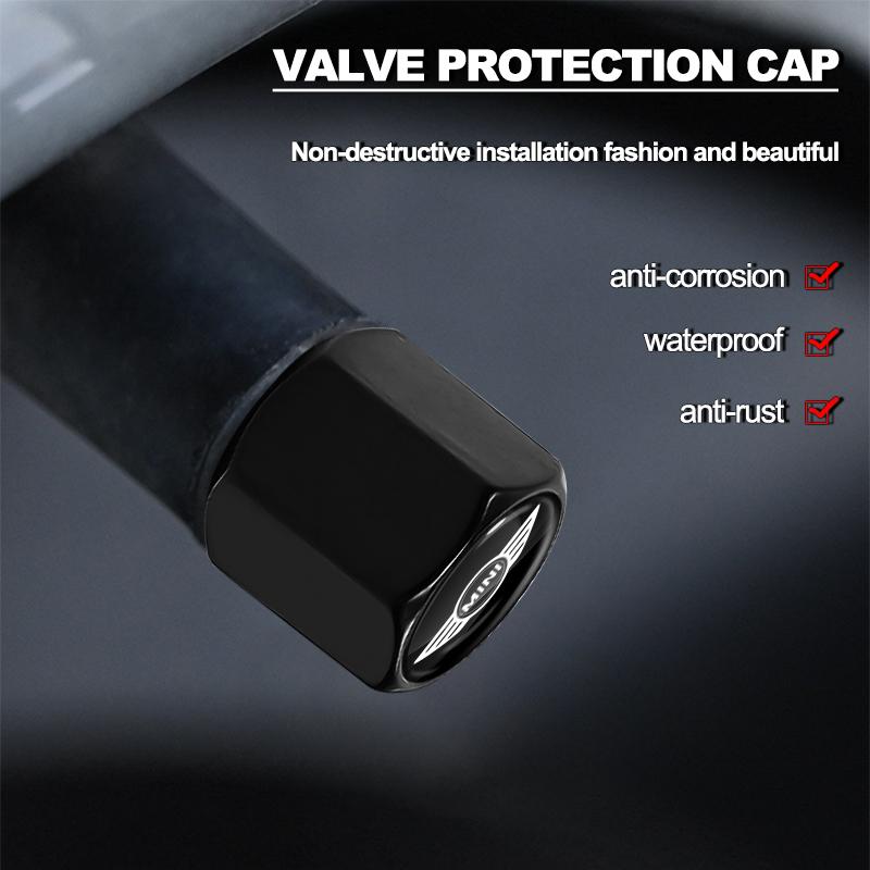 1Pcs Fashion Car Tire Valve Caps with Car Badge Keyring Keychain Set For MINI Cooper Countryman Clubman F54 F56 F55 F60 R60 R61