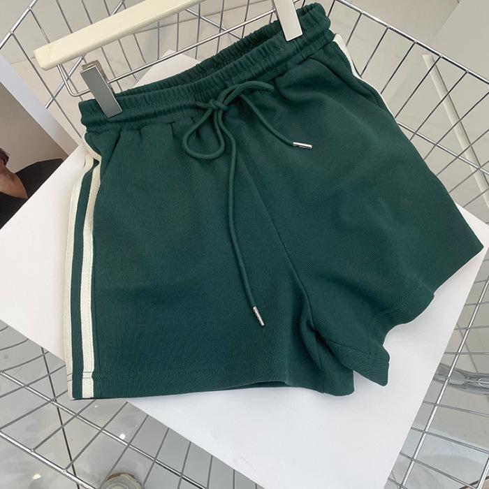 YYFS Women's Fashion Casual Stripe Print High Waist Sport Shorts