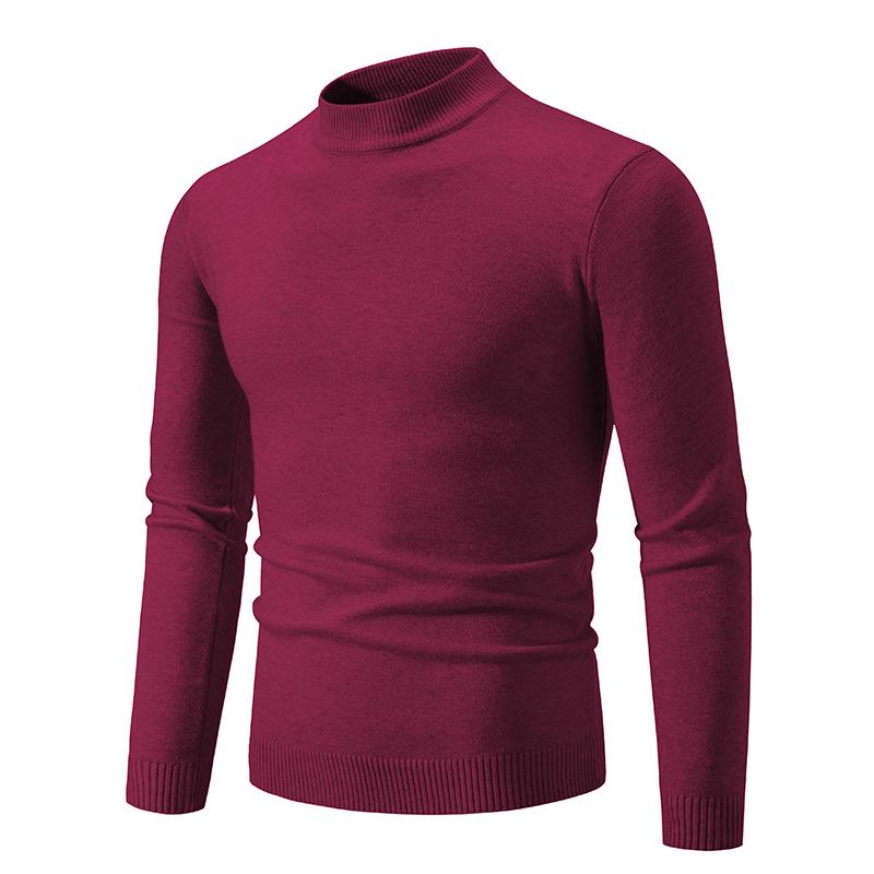 2024 Men's Large Slim Knit Half Turtleneck Sweaters for Autumn & Winter