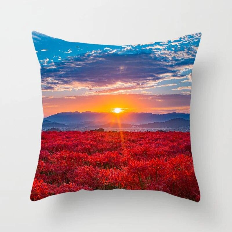 Beach Landscape Natural Scenery Printed Throw Pillow Cover Sofa Decoration Car Office Seat Cushion  Home Decor