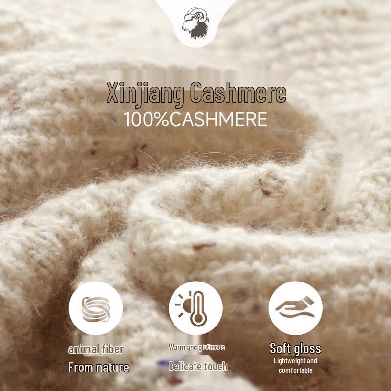 Zhaojun Women's 100% Cashmere Thickened Round Neck Cardigan