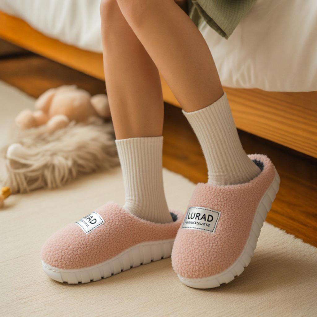 Cotton slippers home autumn and winter couple warm plush shoes indoor household cotton mop thick-soled non-slip wool slippers