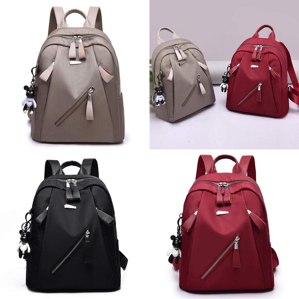 Nylon Backpack For Teens With Color Block Design And Travel Use