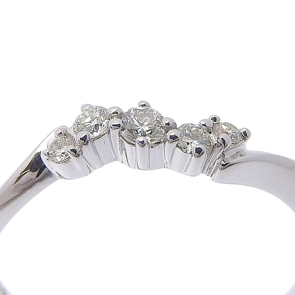 4℃ 5P Ring K18 white gold/diamond #4.1(US Size) 1.6g Women Used