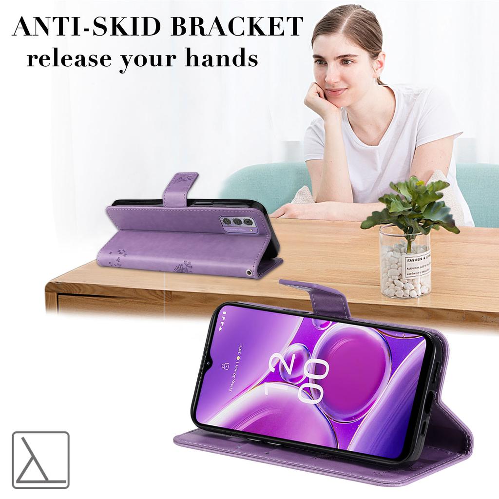 Für Nokia G42 Handyhülle mit Ständer Katzenbaum Muster Leder Brieftasche Handyhülle