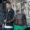 Handmade Cowhide Korean Backpack Men's Casual Trend School Bag College Style Personalized Leather Men's Bag