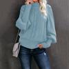 Winter Women's Solid Mock Neck Sweater, Loose Long Sleeve Knit Top