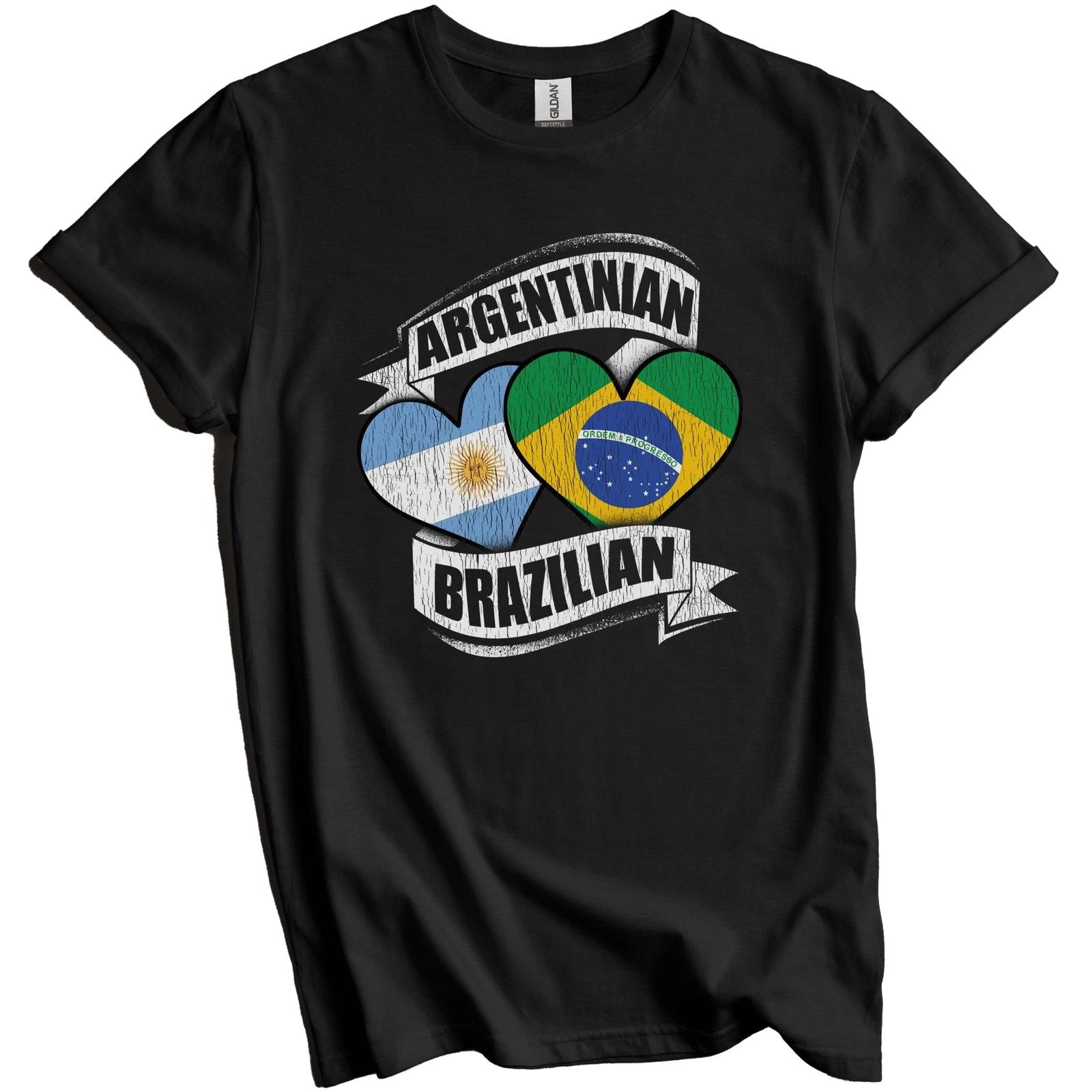 Argentinian Brazilian Hearts Argentina Brazil Flags T-Shirt S