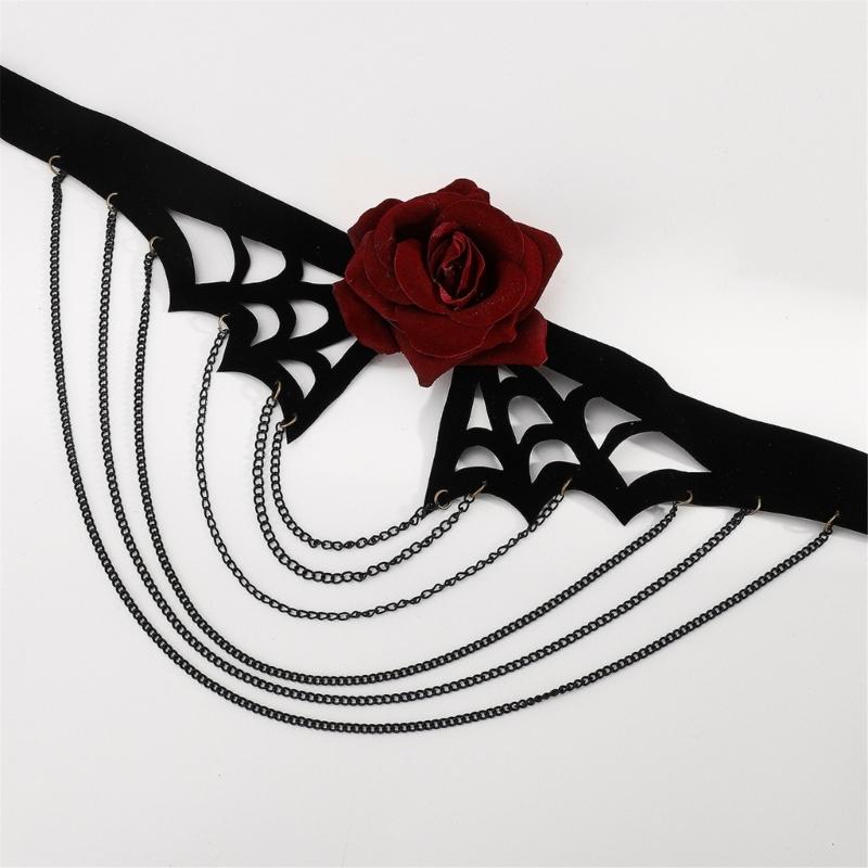 Weiche samtige mehrsträngige Fransen-Halskette Leichtes Spinnennetz-Design Kostüm-Party-Accessoire