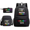 New rhythm box game merchandise primary school bag sprunki cartoon starry sky backpack 3-piece set D