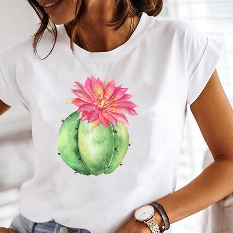 T-shirt Mode Été Haut Femme Manches Courtes Pissenlit Tendance Style Mignon Impression Mignonne T-shirt Dame Vêtement Féminin T-shirt Graphique Décontracté