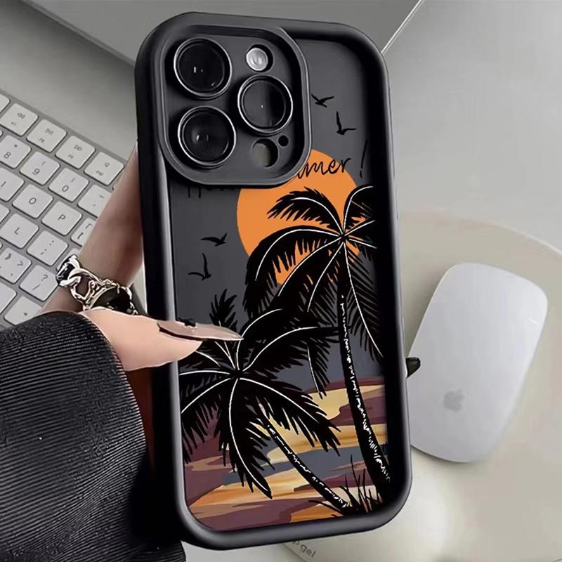 

Силиконовый чехол для телефона Sunset Coconut Tree для iPhone 16 15 14 13 12 11 Pro Max XS XR 7 8 Plus SE 2020, противоударный чехол цвета конфет For iPhone 15Pro Max чёрный