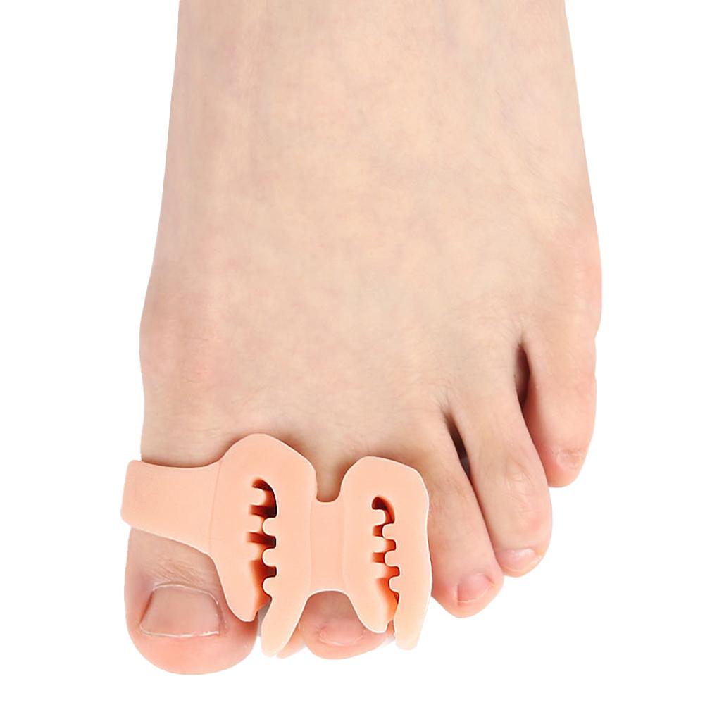 1 Pair Double-hole Toe Separator Slippers Pinching Foot Toe Hallux Valgus Protector Separator Finger Straightener Adjuster Foot Care Tool