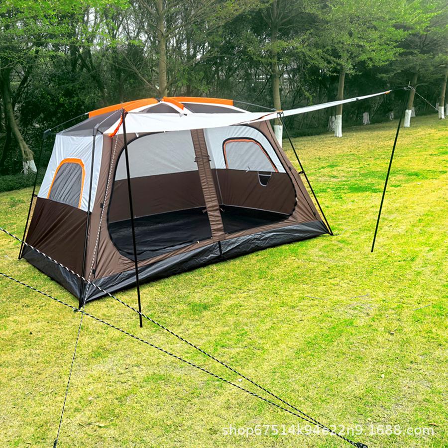 Tenda da campeggio spessa portatile impermeabile da esterno con due stanze, un soggiorno, doppio strato, attrezzatura da campeggio pieghevole