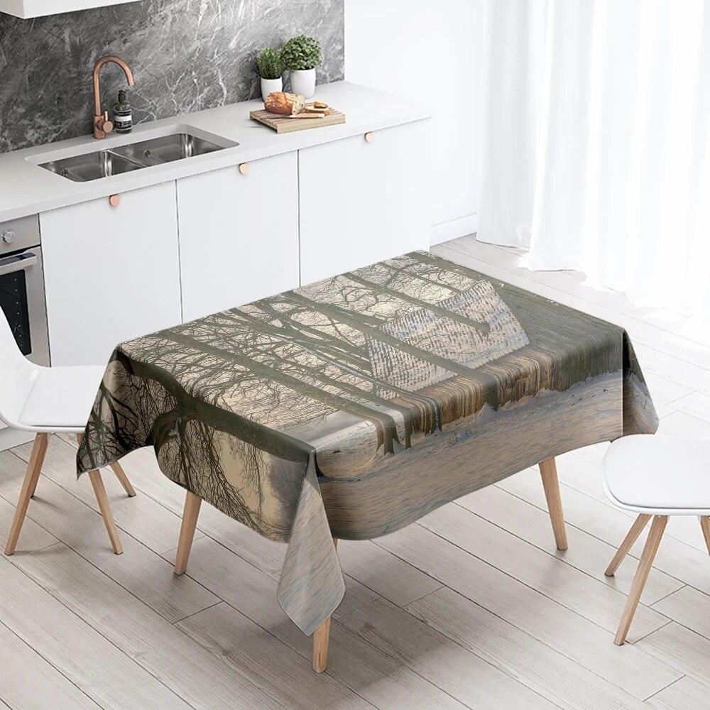 

Уличная скатерть для каюты, природный пейзаж, защита от пятен, водонепроницаемая, прямоугольная, кухонный, обеденный стол, украшение для дома 40x70cm