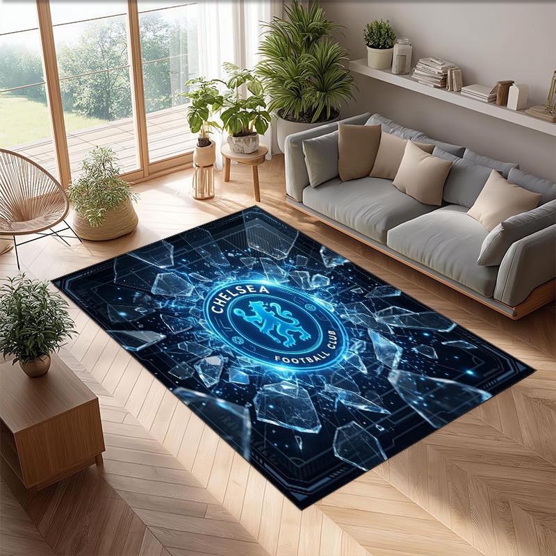 Chelsea FC bedruckter Flanell-Teppich rutschfest weicher Polyester-Bodenbelag Indoor Dekorationsmatte für Schlafzimmer Wohnzimmer Sofa Spielzimmer Heimdekoration