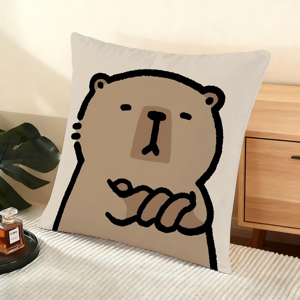 Cute Ccapybara Cushion Cover Soft Short Plush Pillow Cover Smooth Cozy Texture Aesthetic Cushion Case Home Decor