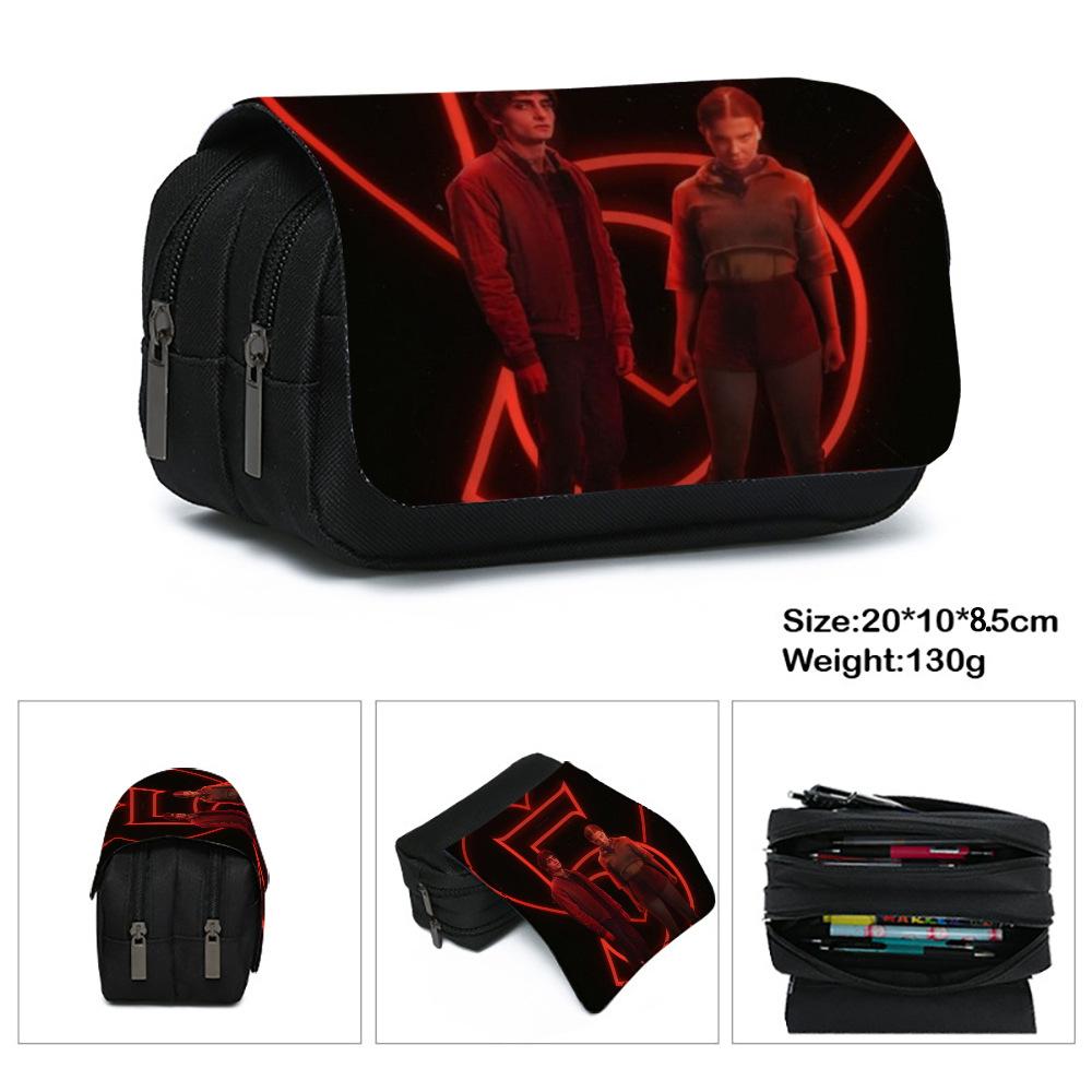 Stranger Things 5 Pencil Case, Large Capacity Multi-Layer Storage, Wear-Resistant Oxford Cloth Student Stationery Bag