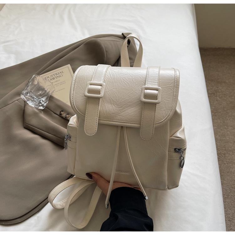 Large Capacity Casual Backpack Women's New College Style Student Schoolbag Simple Leather Travel Backpack