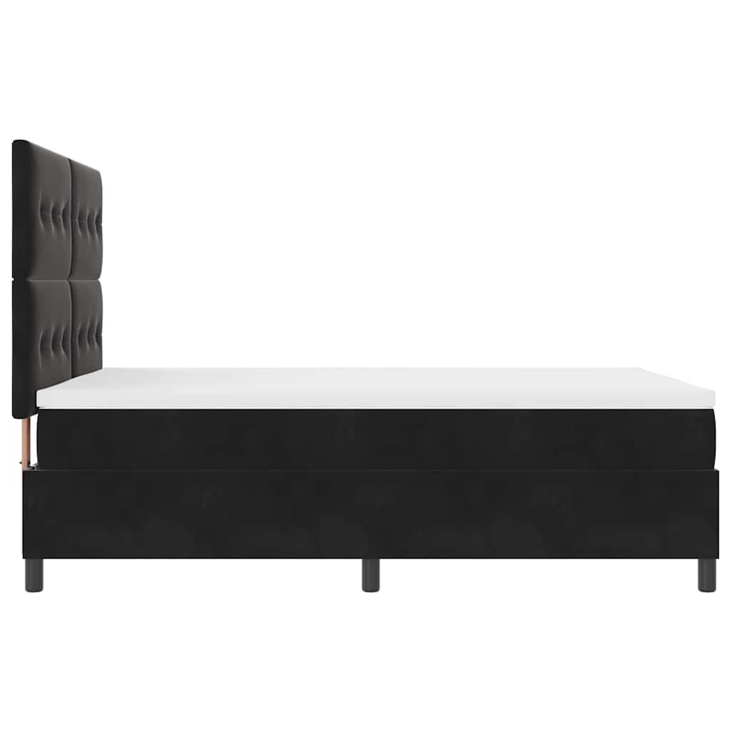 LED Box Spring Bed with Mattress Black 140 x 190 cm Velvet