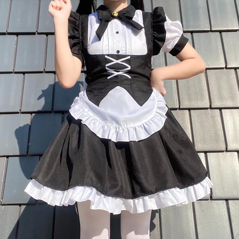New Black And White Lolita Gothic Maid Uniform Halloween Lolita Women's Dress