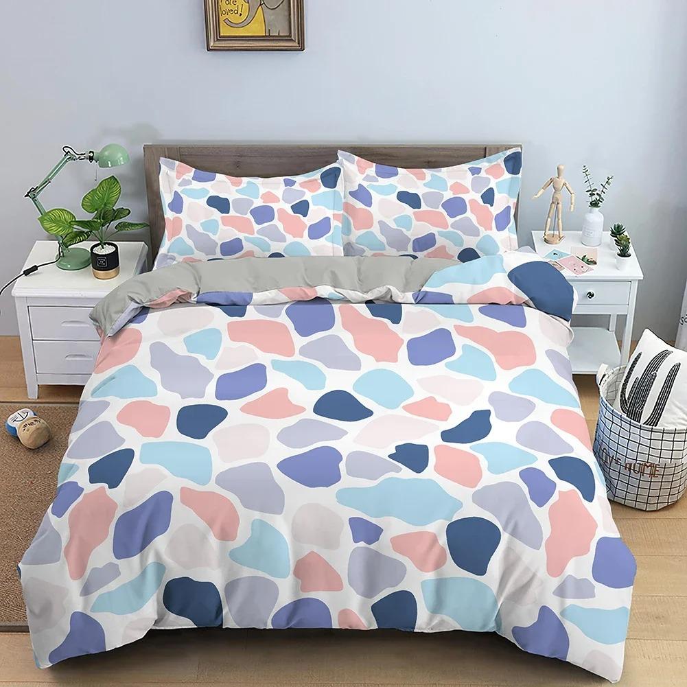 Colorful Spots Print Bedding Set Polyester Duvet Cover With Pillowcase Adults Kids Quilt Cover With Zipper Closure Multiple Size