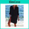 Polyester Beach Coverup Shirt With Pockets For Summer Vacation And Swimwear