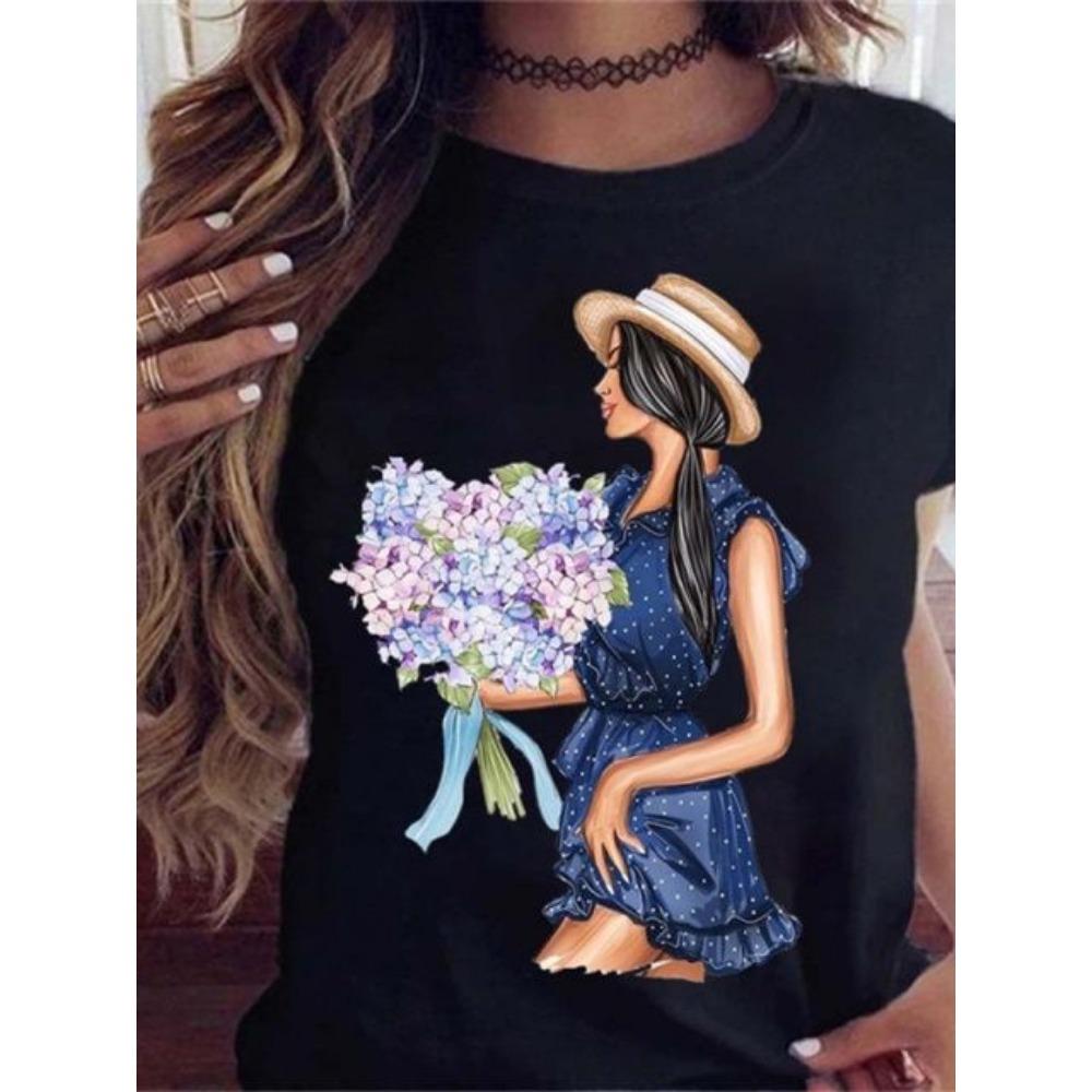 Maycaur Hot Sales Printed Female Tshirt Women Fashion Graphic Printed T-Shirt Harajuku Korean Style Short Sleeves Clothes Female