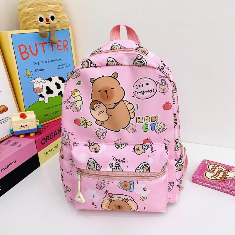 Pattern Capybara Cartoon Backpack Large Capacity Shoulders Bag Gift Children
