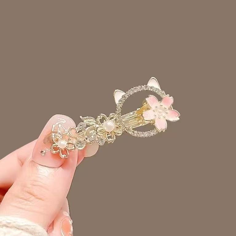Elegant Chinese Butterfly Tassel Duckbill & Pearl Bangs Clip Hairstyle Accessory