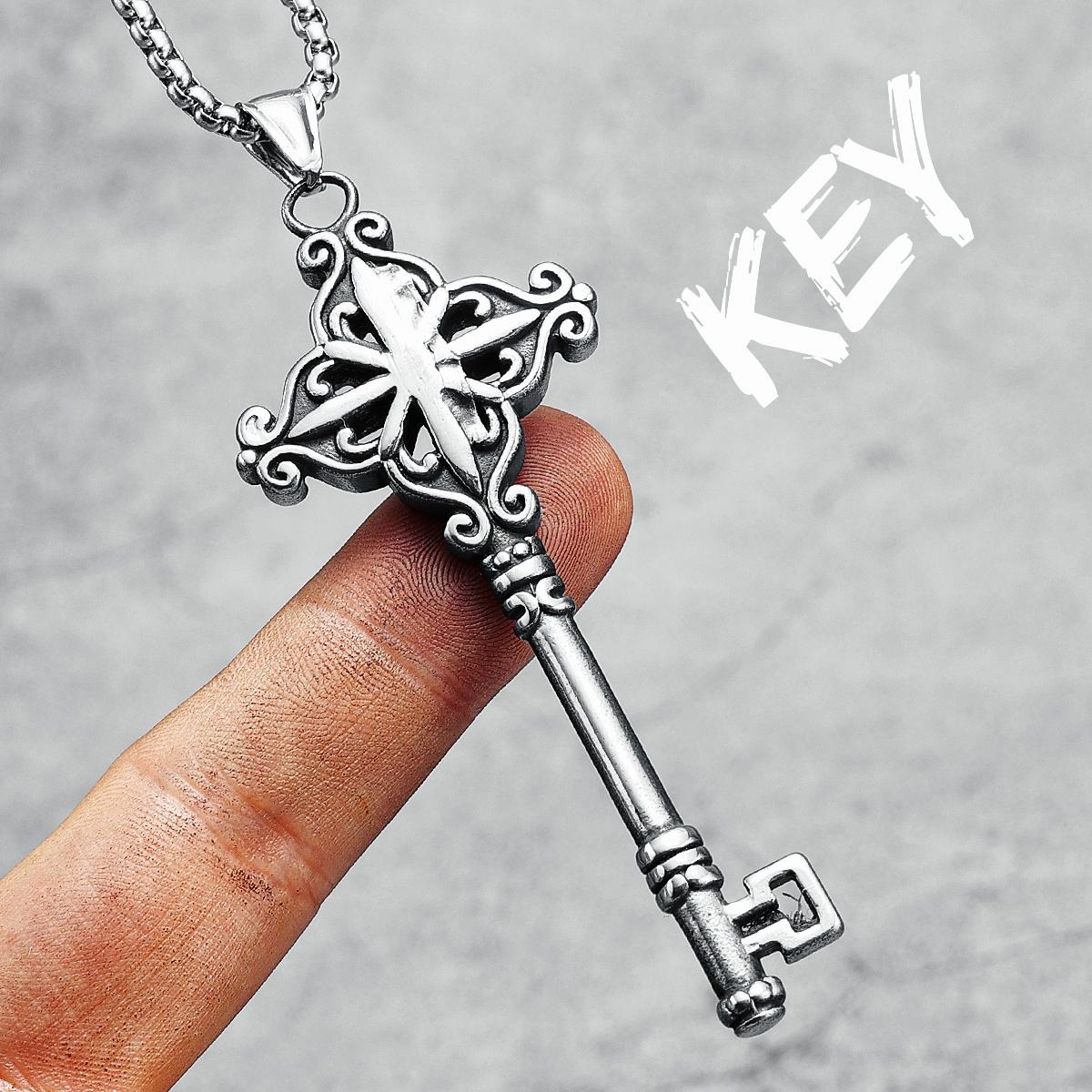

Vintage Key Necklace for Men 316L Stainless Steel Creative Keys Pendant Chain Retro Hip Hop Biker Jewelry Gift Without Chains