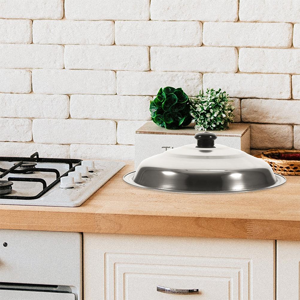 14 Zoll Edelstahl-Pfannendeckel-Ersatz Universal-Brattopf Speck Kochgeschirr Topfdeckel-Ersatz Küchenwerkzeug