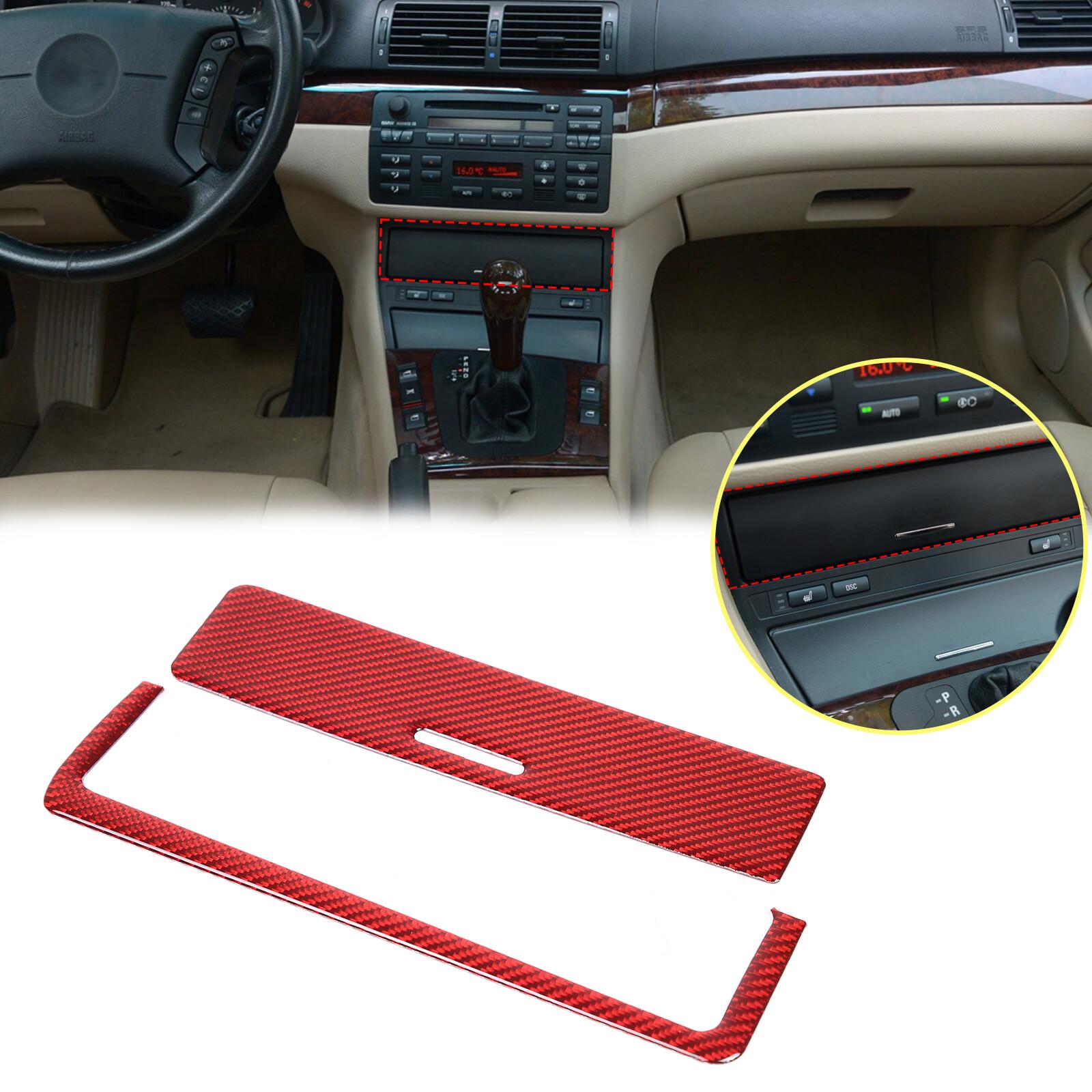 Red Carbon fiber Center Console Multimedia Cover Trim For BMW 3 Series E46 98-04