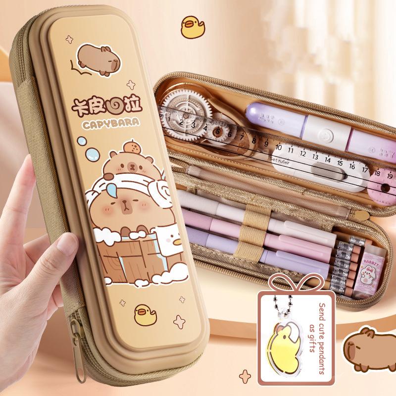 

Cartoon Cute Capybara Astronaut Pencil Case Creative Weight-Reducing Waterproof Large Capacity Stationery Storage Box Gifts