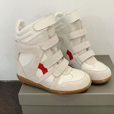 Piel esmerilada Aumento de altura interior Zapatos de mujer Aumenta instantáneamente 7 cm Velcro Deportivos Zapatos de caña alta Tendencia