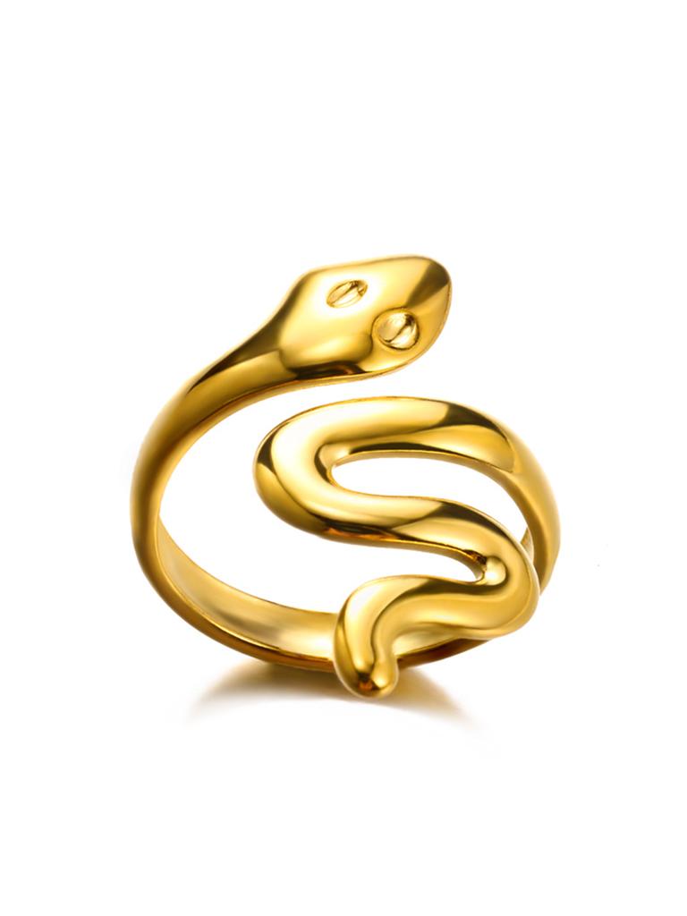316L Gold Plated Stainless Steel Snake Rings For Women Men Open Adjustable Ring Vintage Gothic Aesthetic Jewelry anillos mujer