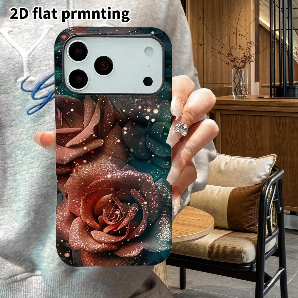 Phone Case: 2D Flat Design Suitable for iPhone 18 17 16 15 14 13 Pro Film Protective Case, Couple Style, Vintage Rose, Christmas and Halloween Gift