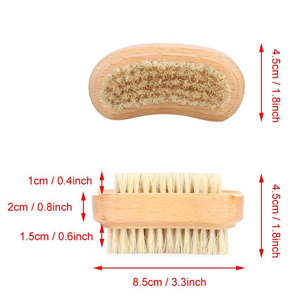 Double Sided Nail Brush, Beech Brush for Removing Dead Skin and Cleaning Cuticles, with Narrow and Wide Brush Sides for Salon