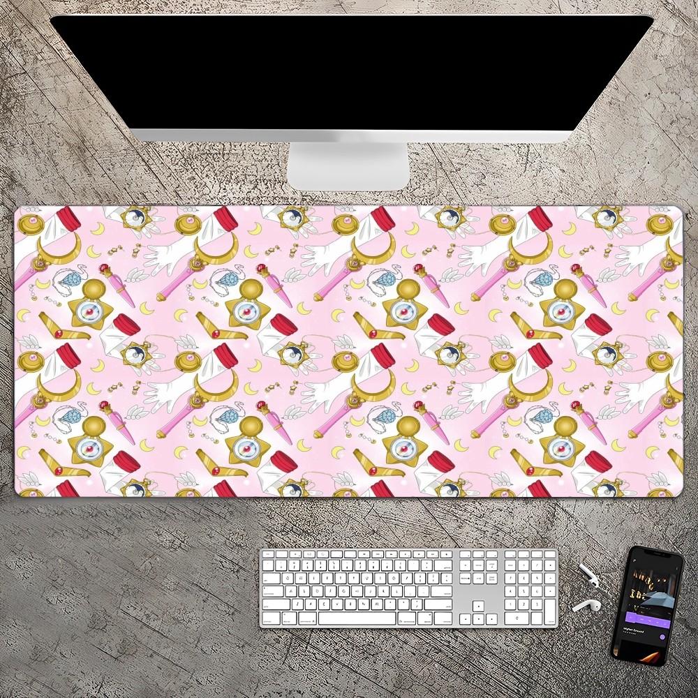 Cute S-Sailor-Moon Mousepad Custom Skin Desktop Desk Mat Kawaii Gaming Accessories Students Writing Pad for PC Computer Table