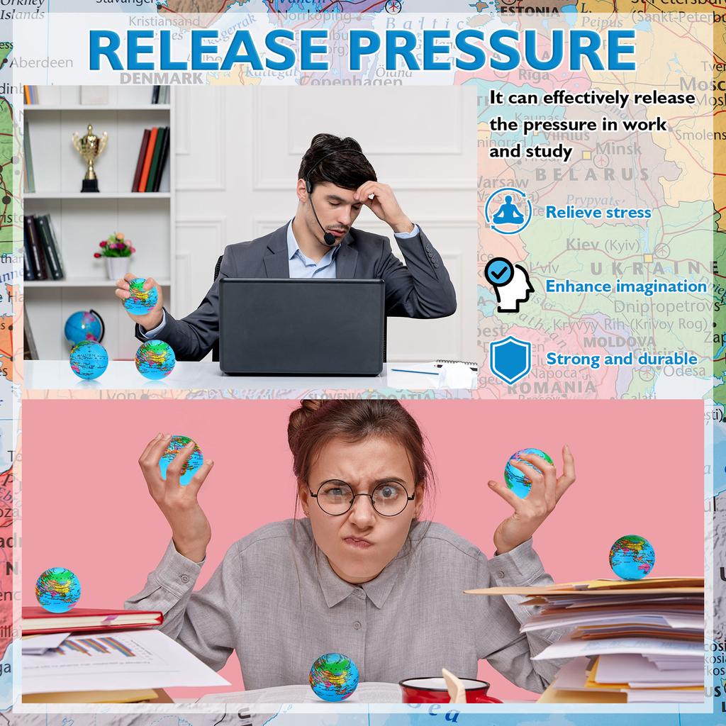 24Pcs  Stress Balls Mini  Stress Balls  World Map Foam Ball For Kids Adults Games Education Stress Relief Home Of