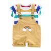 Set di abiti corti per bambini, neonati e bambini con strisce arcobaleno e magliette con spalline