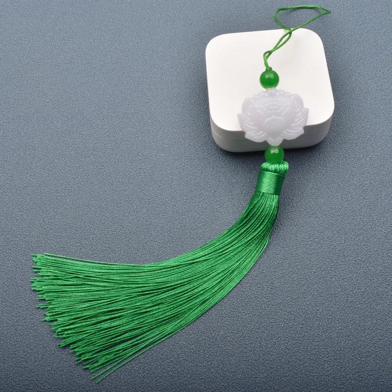 1 Pcs White jade lotus Fringe Trim Bookmark Silk Tassels Pendant DIY Sewing Curtains Accessories Clothes Bag Craft Supplies