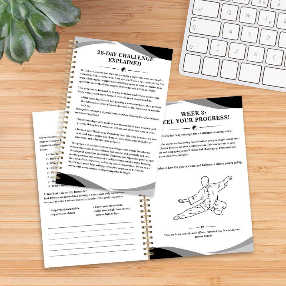 Afvallen Tai Chi Oefenboek Geïllustreerde Progressieve Planner Dagboek Senioren